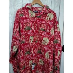 Elephant Mens Button Top Longsleeve XL Red Entrig